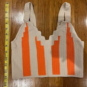 Sandro crochet color block orange top 0